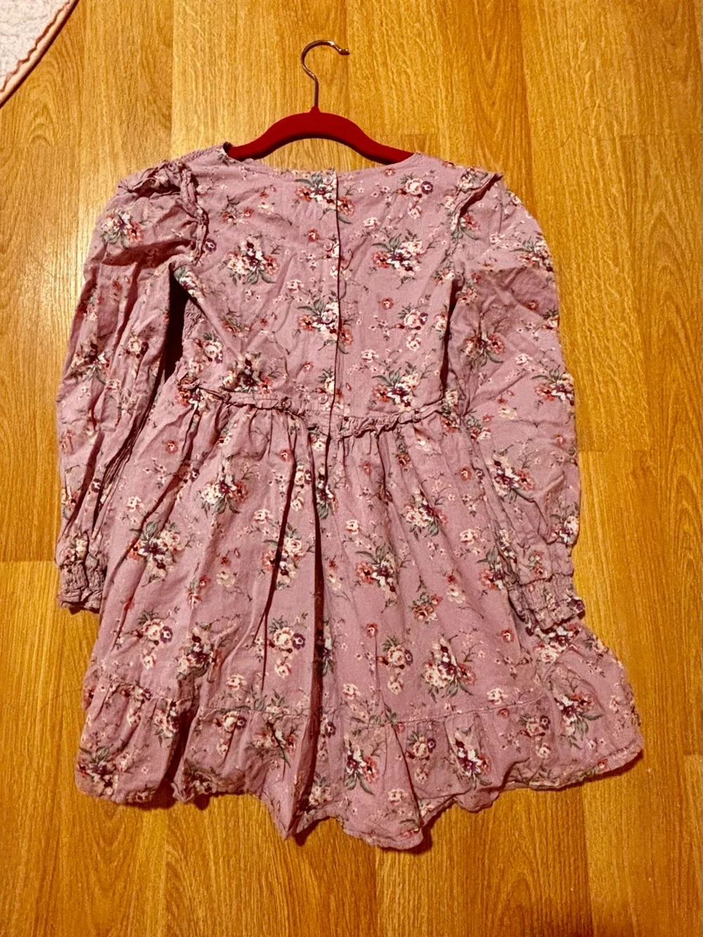 Janie and Jack Dusty Pink Floral Smocked Long-Sleeve Dress